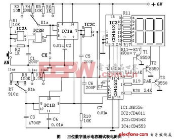 三位數字顯示電容測試表集成電路設計